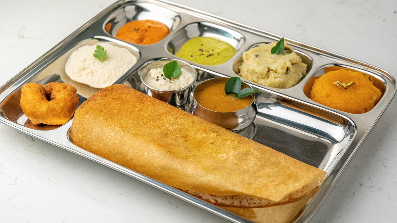 Mini Tiffin with a selection of South Indian delicacies served at Sangam Vegetarian Restaurant
