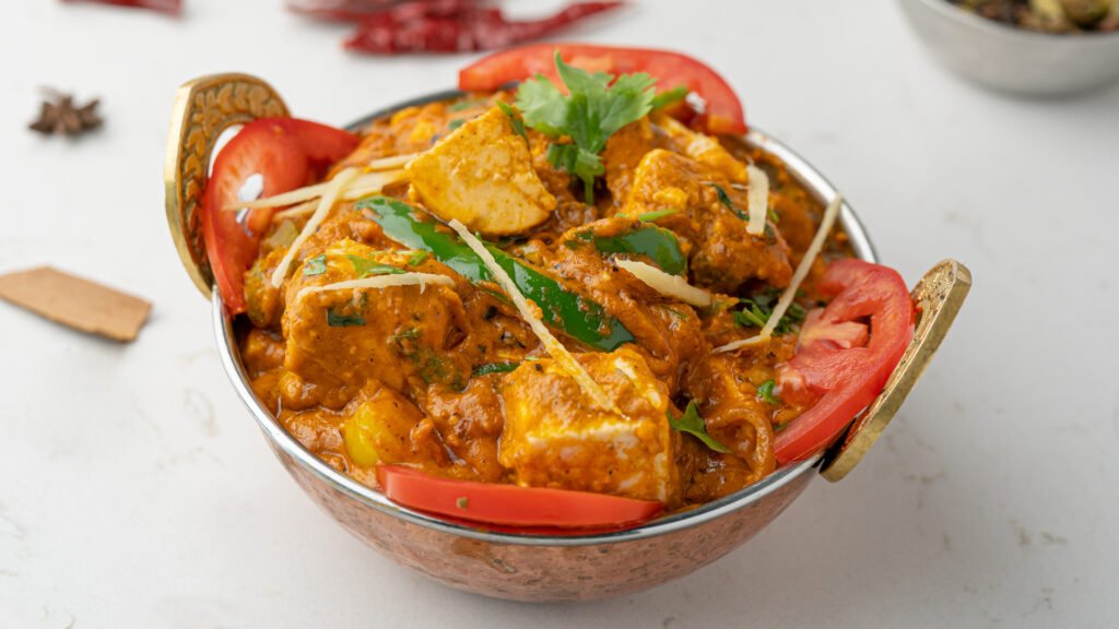 Spicy Kadhai Paneer Indian curry at Sangam Vegetarian Restaurant Dubai
