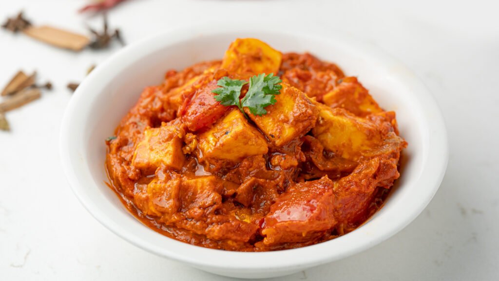 Cheese and tomato Indian vegetarian dish at Sangam Restaurant Dubai