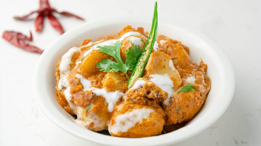 Dahi Aloo Indian vegetarian curry with yogurt at Sangam Restaurant Dubai