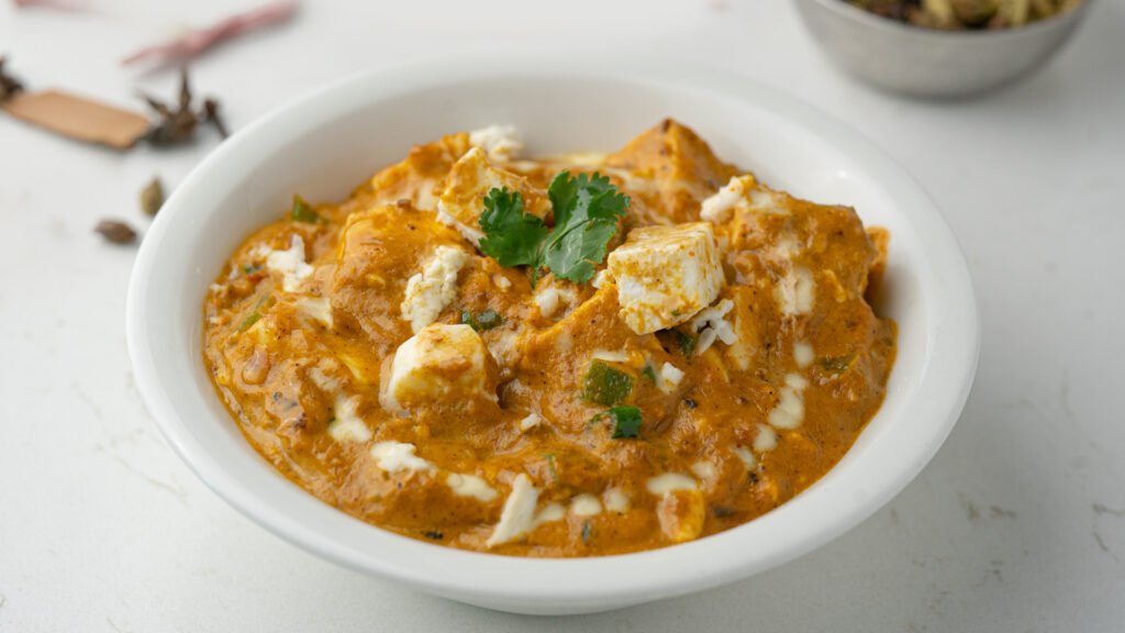 Paneer Lababdar Indian curry with paneer in creamy tomato-onion gravy at Sangam Vegetarian Restaurant Dubai